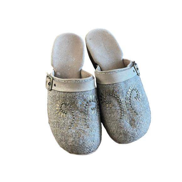 Calleen Cordero Gray Studded Wooden Heel Mule Clog Size 7 - Picture 5 of 10